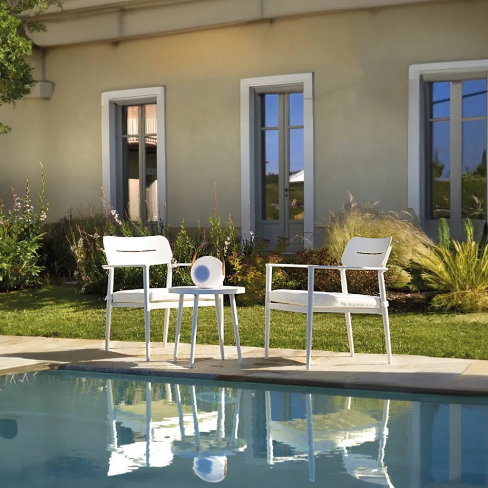 Sada 2 křesel s hliníkovým stolkem v různých povrchových úpravách - Souvenir Viadurini