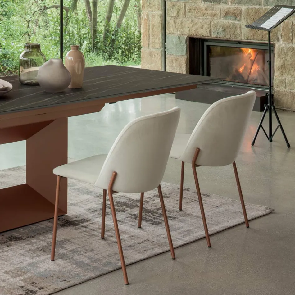 Sada 2 židlí do obývacího pokoje z látky a kovu Made in Italy - Ivy Viadurini