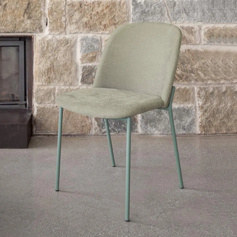 Sada 2 židlí do obývacího pokoje z látky a kovu Made in Italy - Ivy Viadurini