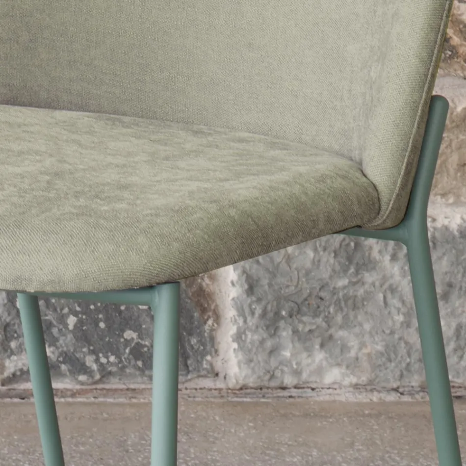 Sada 2 židlí do obývacího pokoje z látky a kovu Made in Italy - Ivy Viadurini