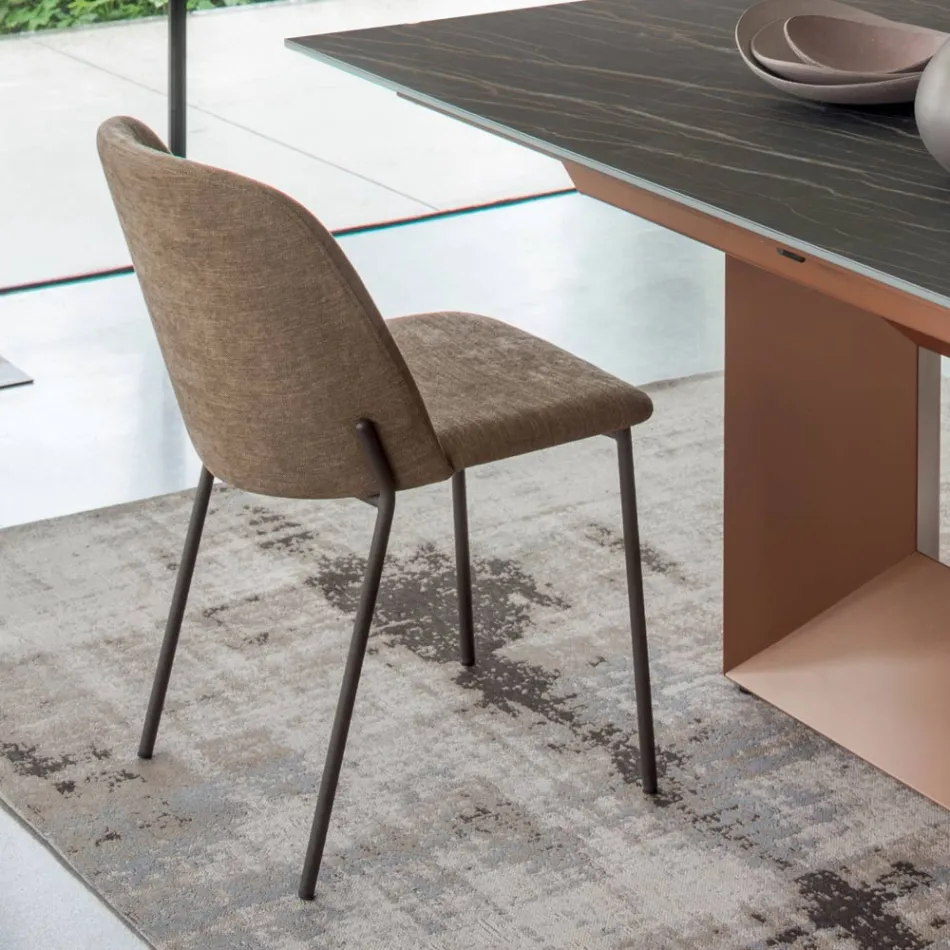 Sada 2 židlí do obývacího pokoje z látky a kovu Made in Italy - Ivy Viadurini