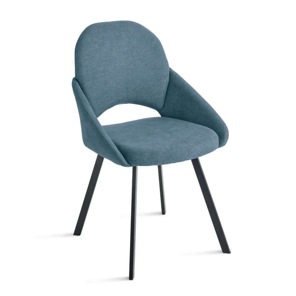 Sada 2 čalouněných židlí z barevné látky s kovovým rámem - Damian Viadurini