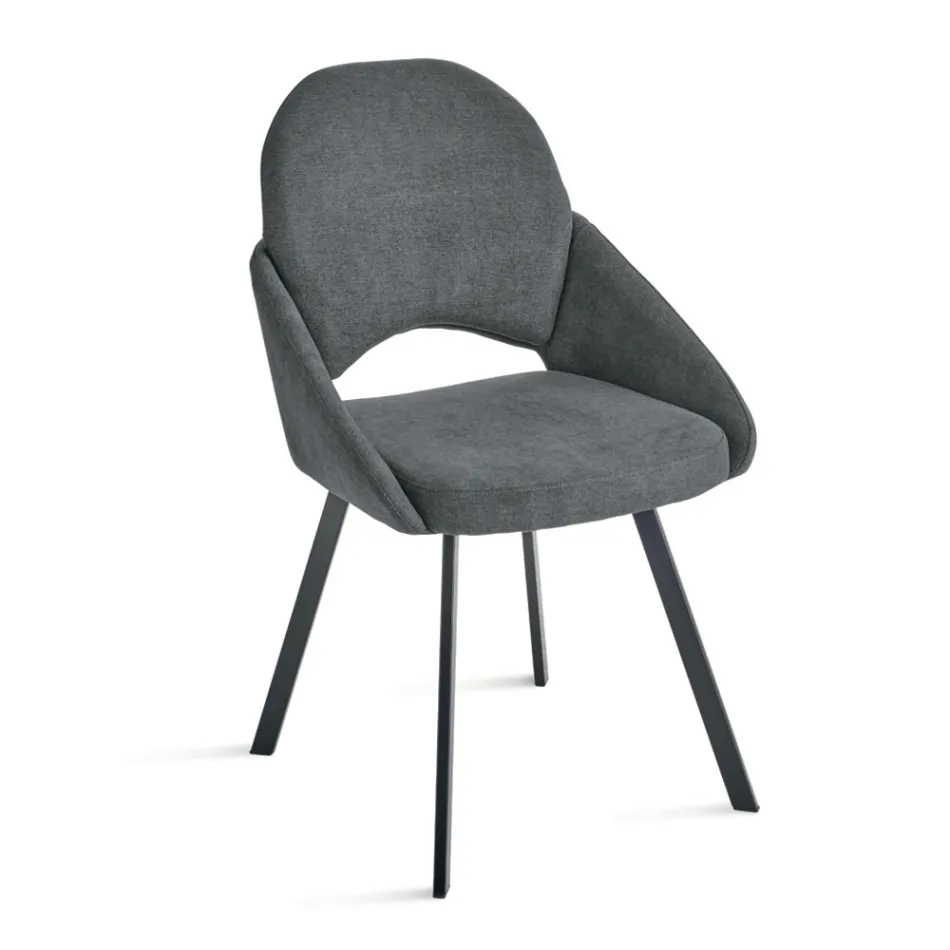 Sada 2 čalouněných židlí z barevné látky s kovovým rámem - Damian Viadurini