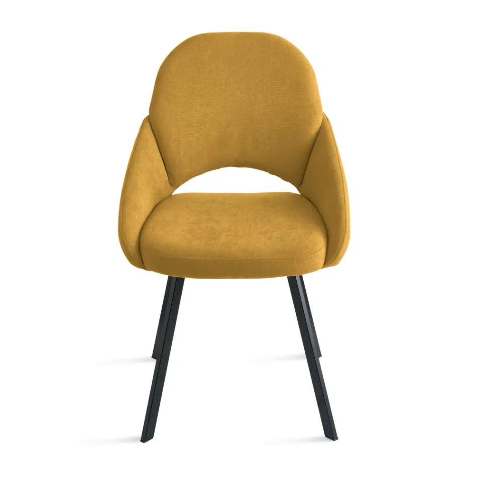 Sada 2 čalouněných židlí z barevné látky s kovovým rámem - Damian Viadurini