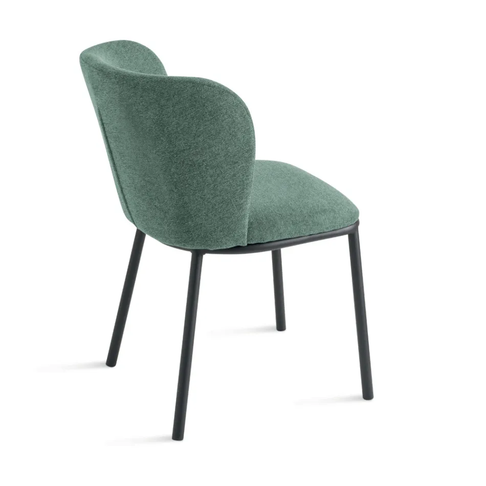 Sada 2 čalouněných látkových křesel s lakovaným kovovým rámem - Leandra Viadurini