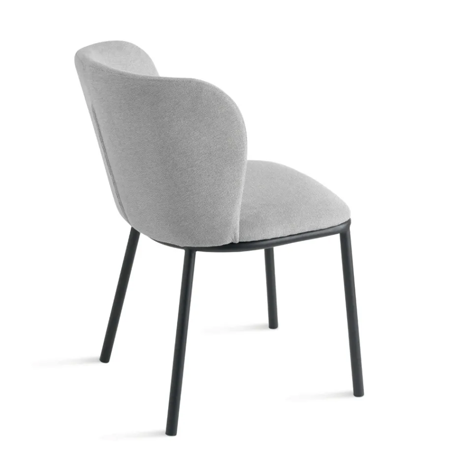 Sada 2 čalouněných látkových křesel s lakovaným kovovým rámem - Leandra Viadurini