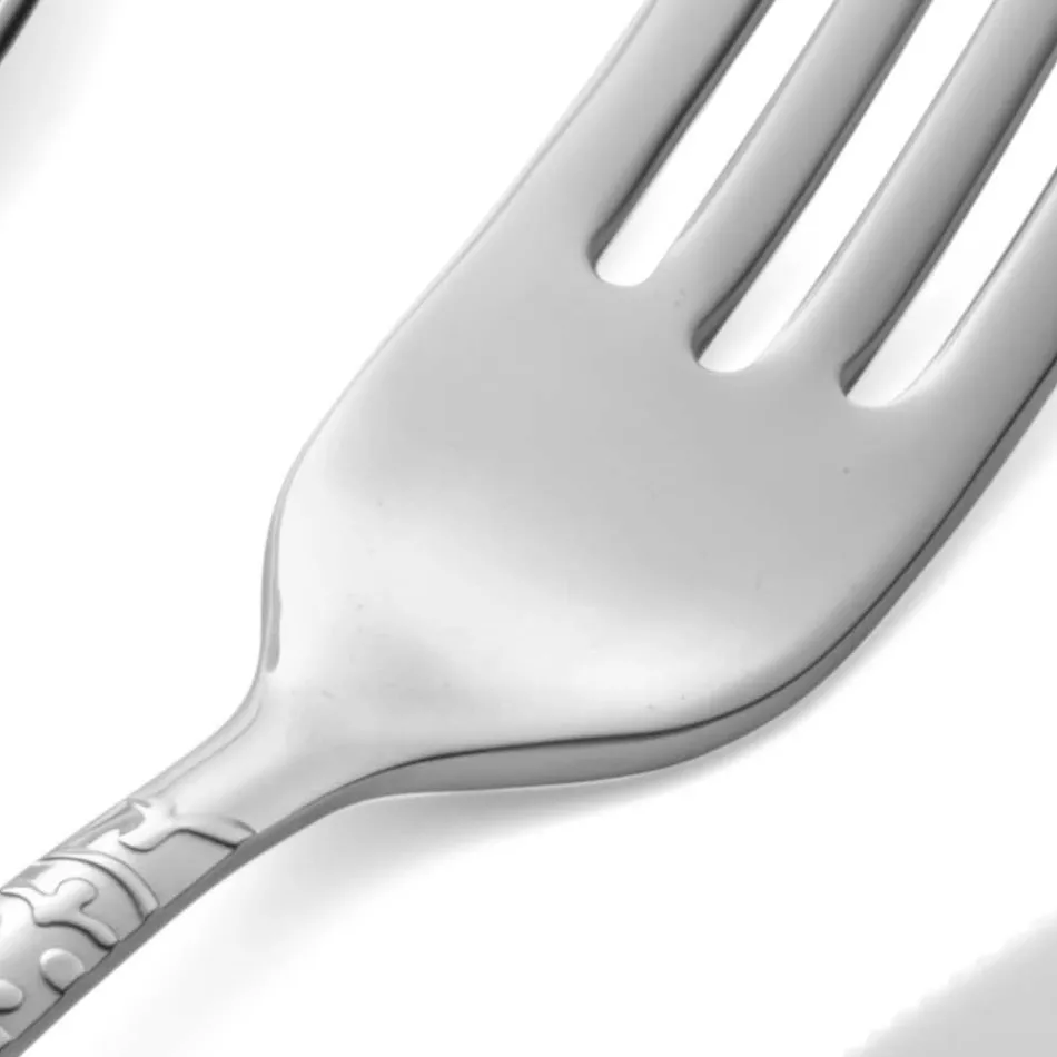 Sada 24 příborů z leštěné oceli s rytinou Made in Italy - Nara Viadurini