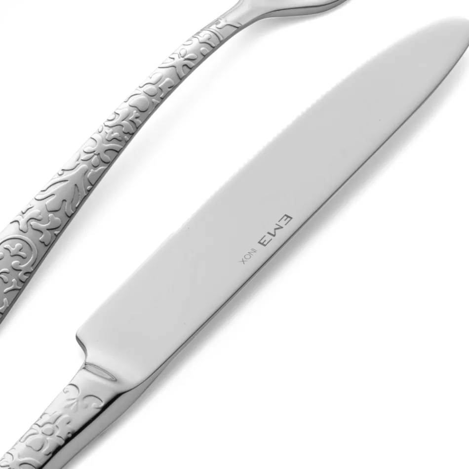 Sada 24 příborů z leštěné oceli s rytinou Made in Italy - Nara Viadurini