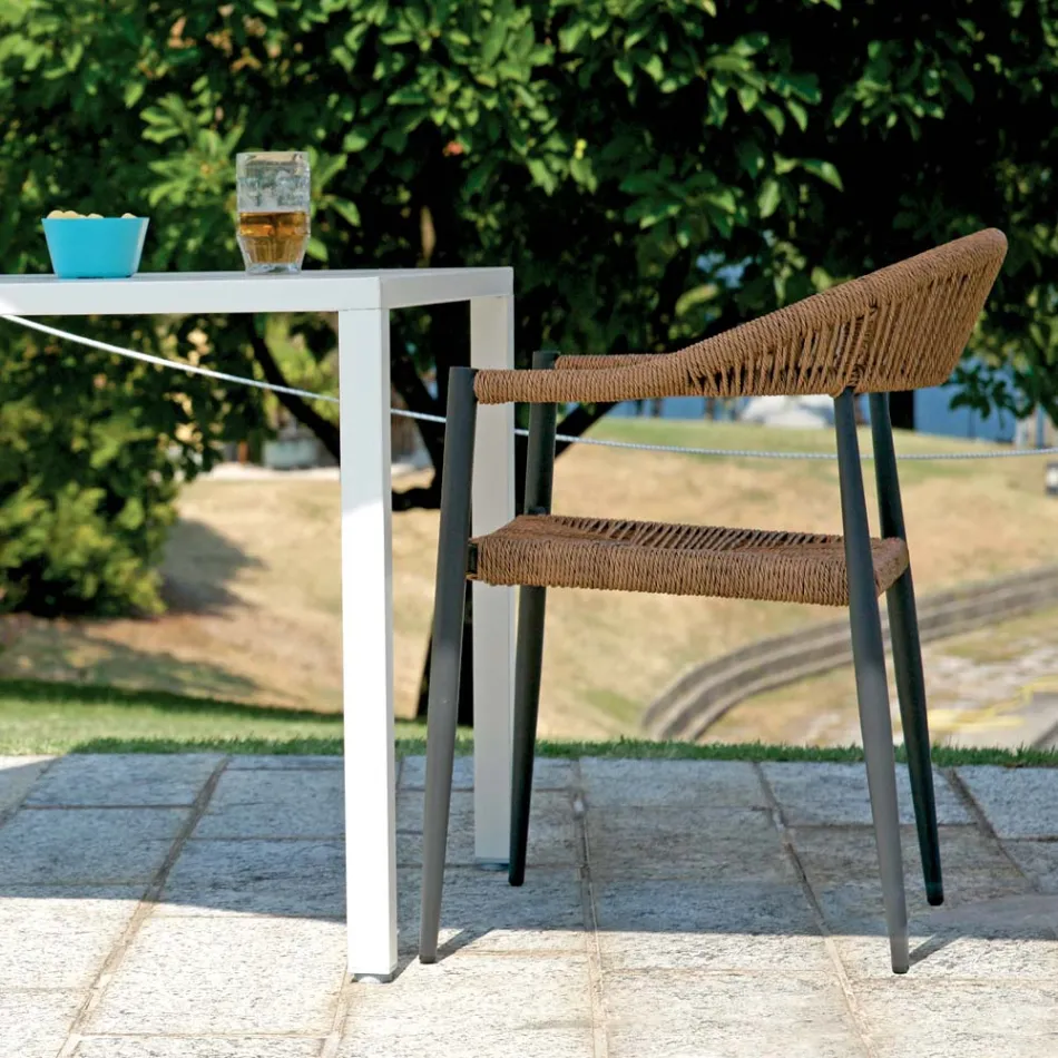 Sada 4 hliníkových a proutěných křesel Twist - Tavira Viadurini