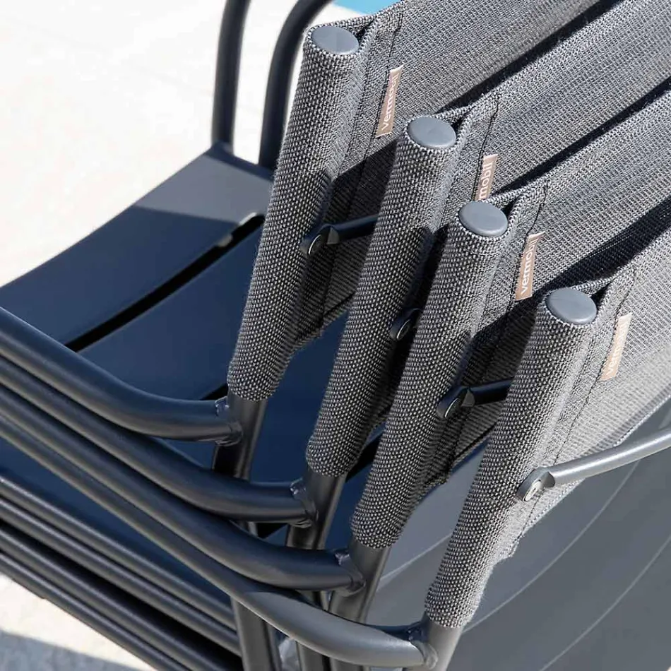 Sada 4 židlí z pozinkovaného kovu a batylinu - Prestigio Viadurini