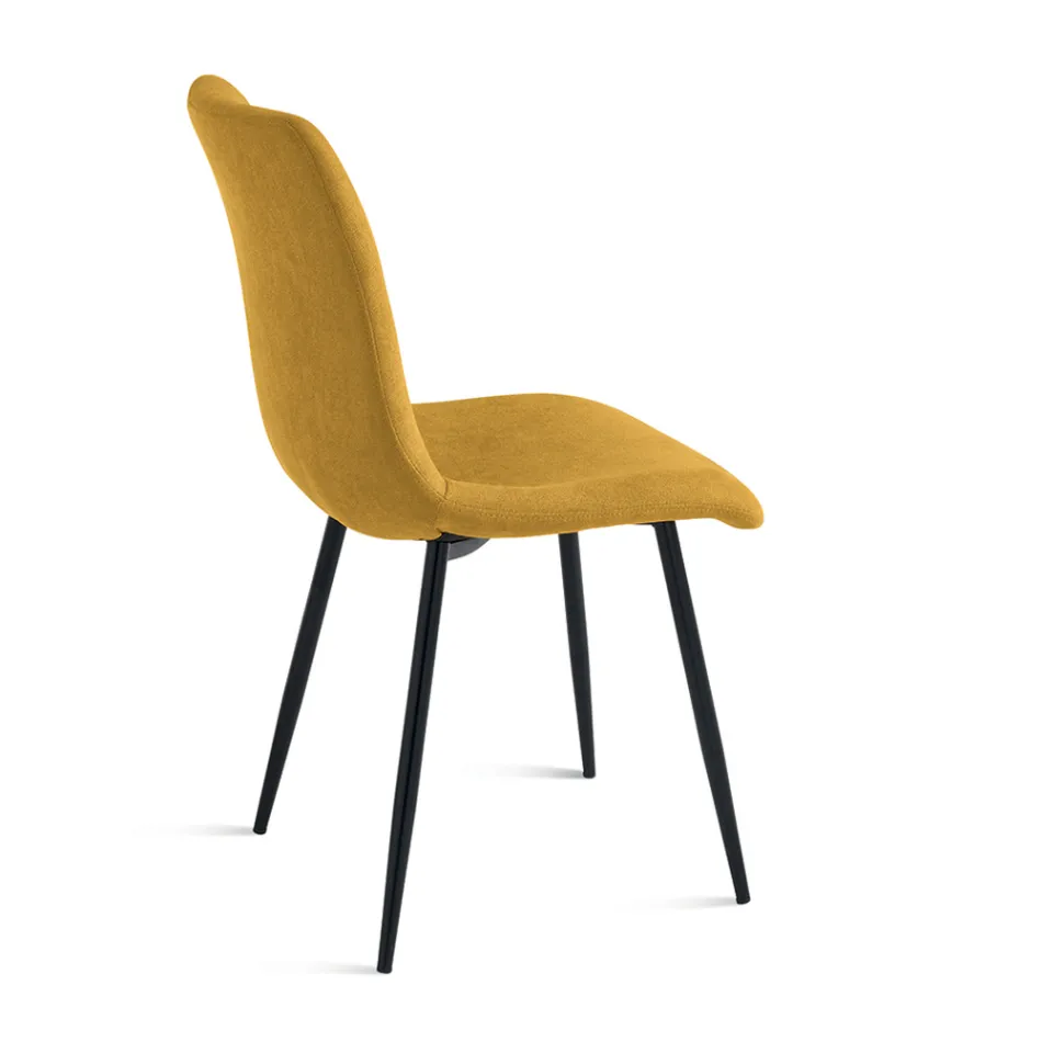 Sada 4 čalouněných látkových židlí do obývacího pokoje s kovovou podnoží - Project Viadurini