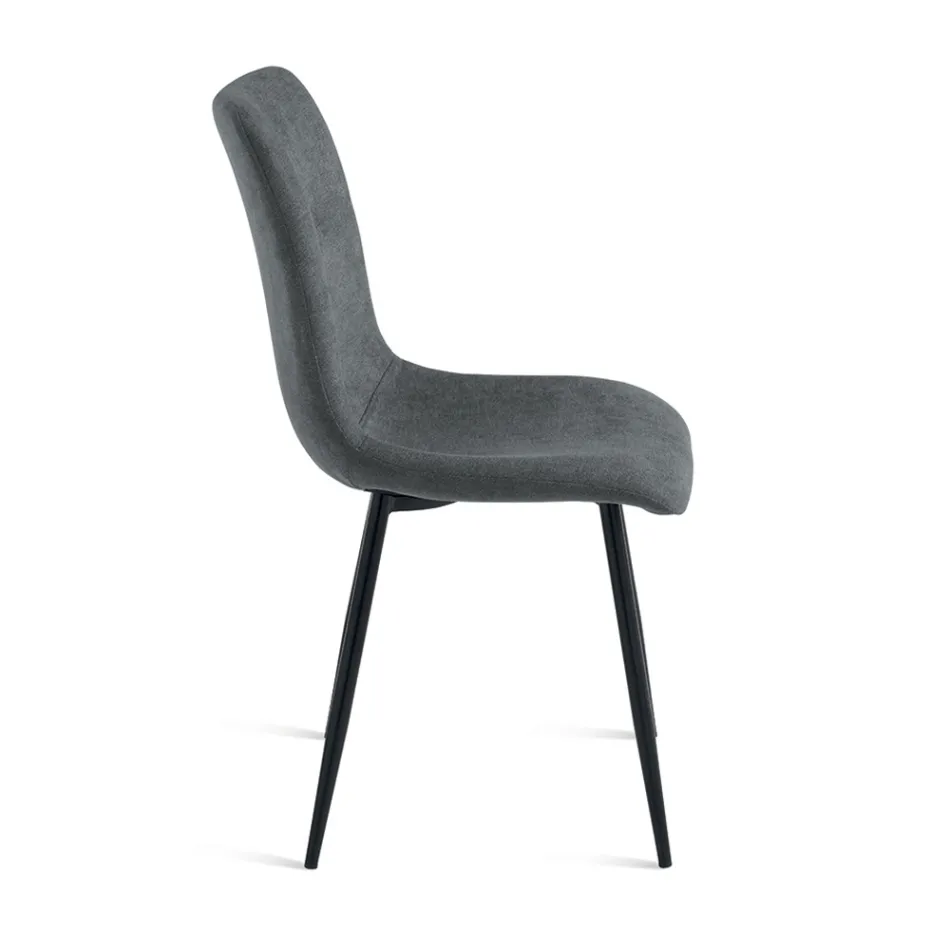 Sada 4 čalouněných látkových židlí do obývacího pokoje s kovovou podnoží - Project Viadurini
