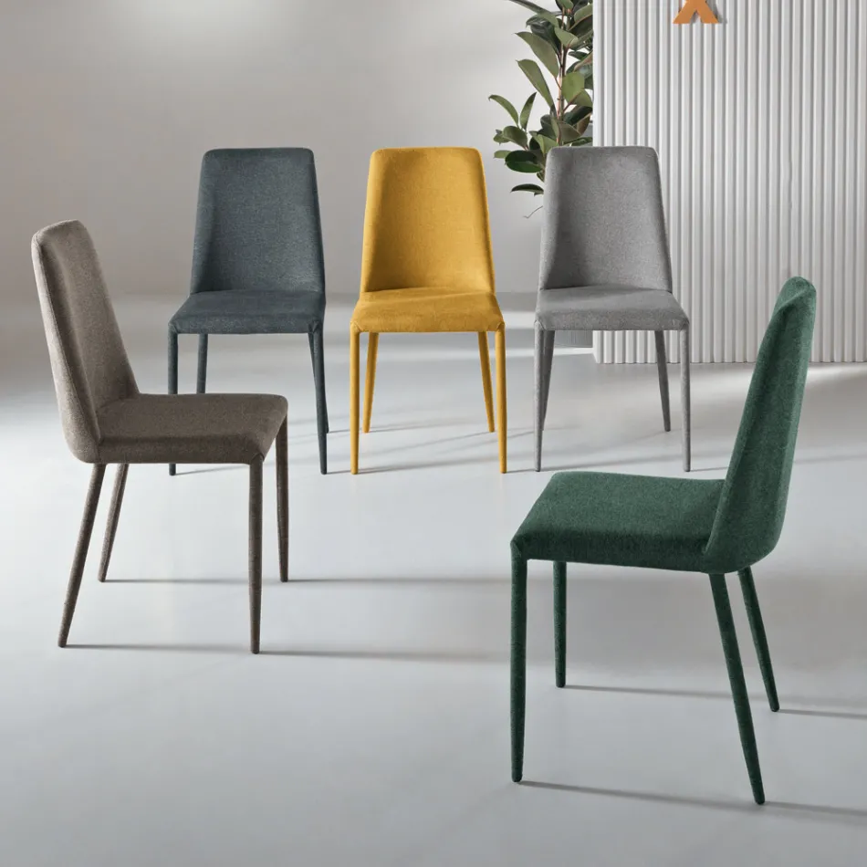 Sada 4 čalouněných židlí z barevné látky s čalouněným rámem - Luciana Viadurini