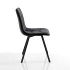 Sada 4 židlí z antracitové látky a černé oceli - antracit Viadurini