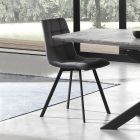 Sada 4 židlí z antracitové látky a černé oceli - antracit Viadurini