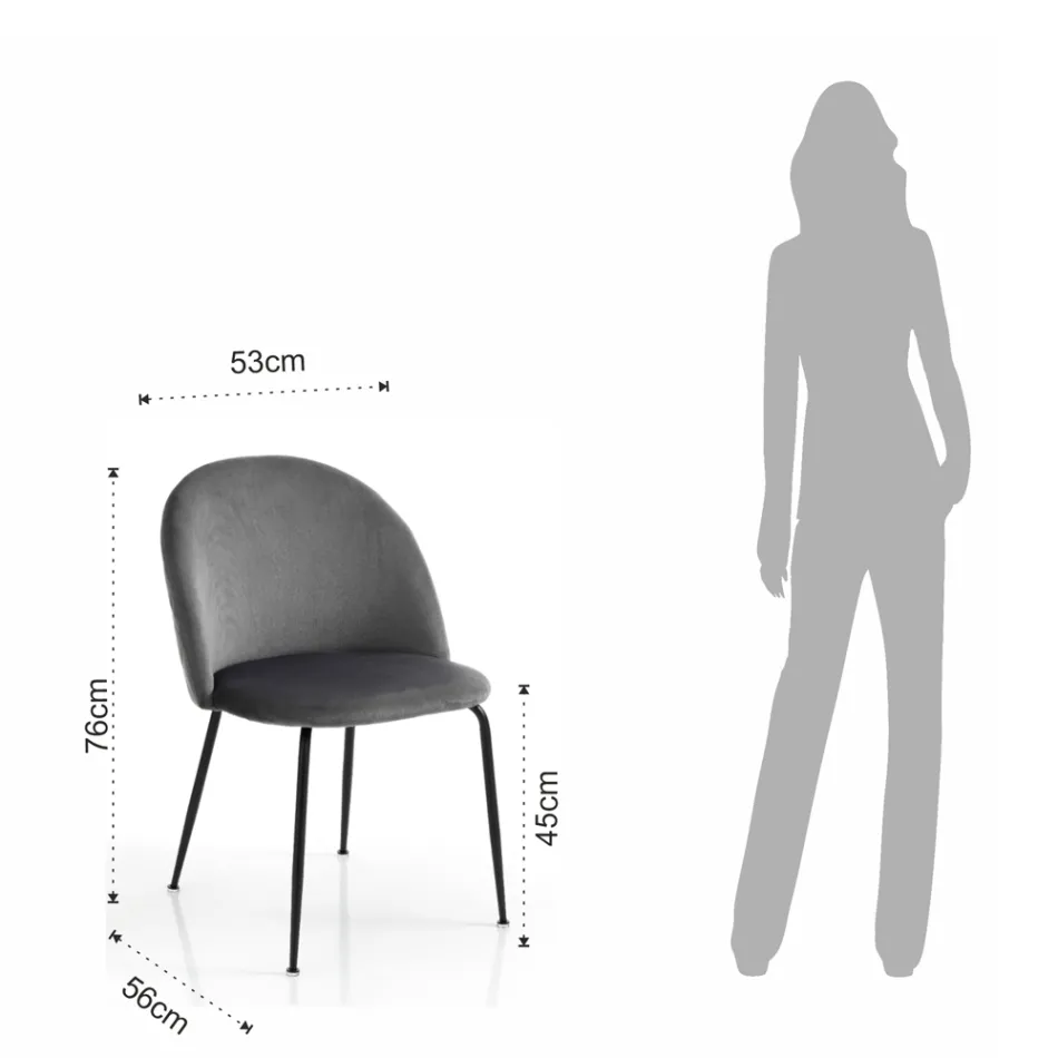 Sada 4 židlí z mikrovlákna Velvet Effect - Terbio Viadurini