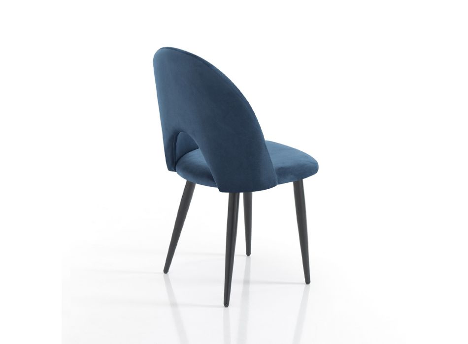 Sada 4 židlí z látky Blue Velvet Effect - dalmatin Viadurini