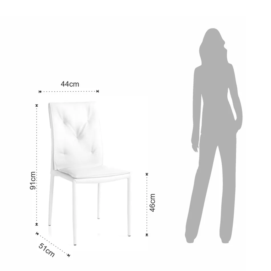 Sada 4 židlí čalouněných syntetickou kůží s různými povrchovými úpravami - uran Viadurini