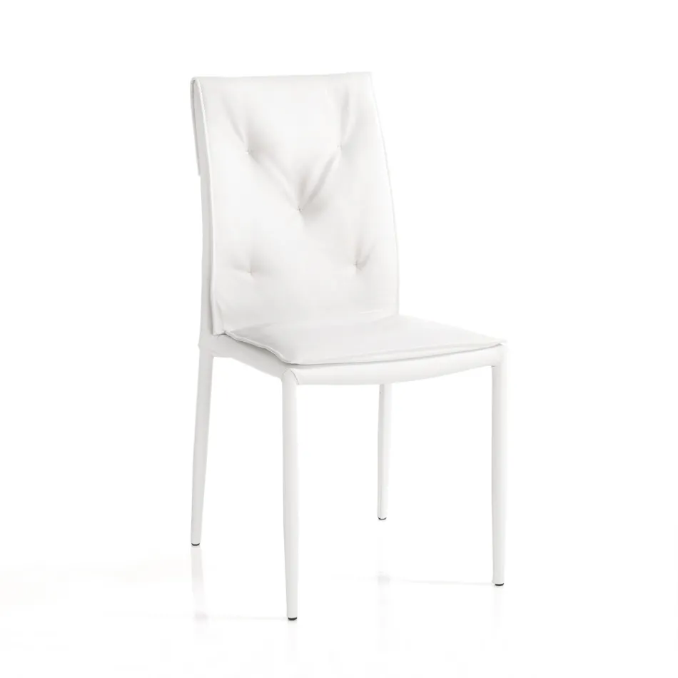 Sada 4 židlí čalouněných syntetickou kůží s různými povrchovými úpravami - uran Viadurini