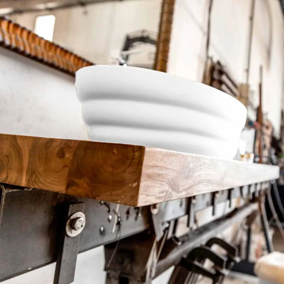 Sada závěsného designového nábytku pro koupelnu v teakové dřevěné desce Poggio Viadurini