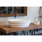 Sada závěsného designového nábytku pro koupelnu v teakové dřevěné desce Poggio Viadurini