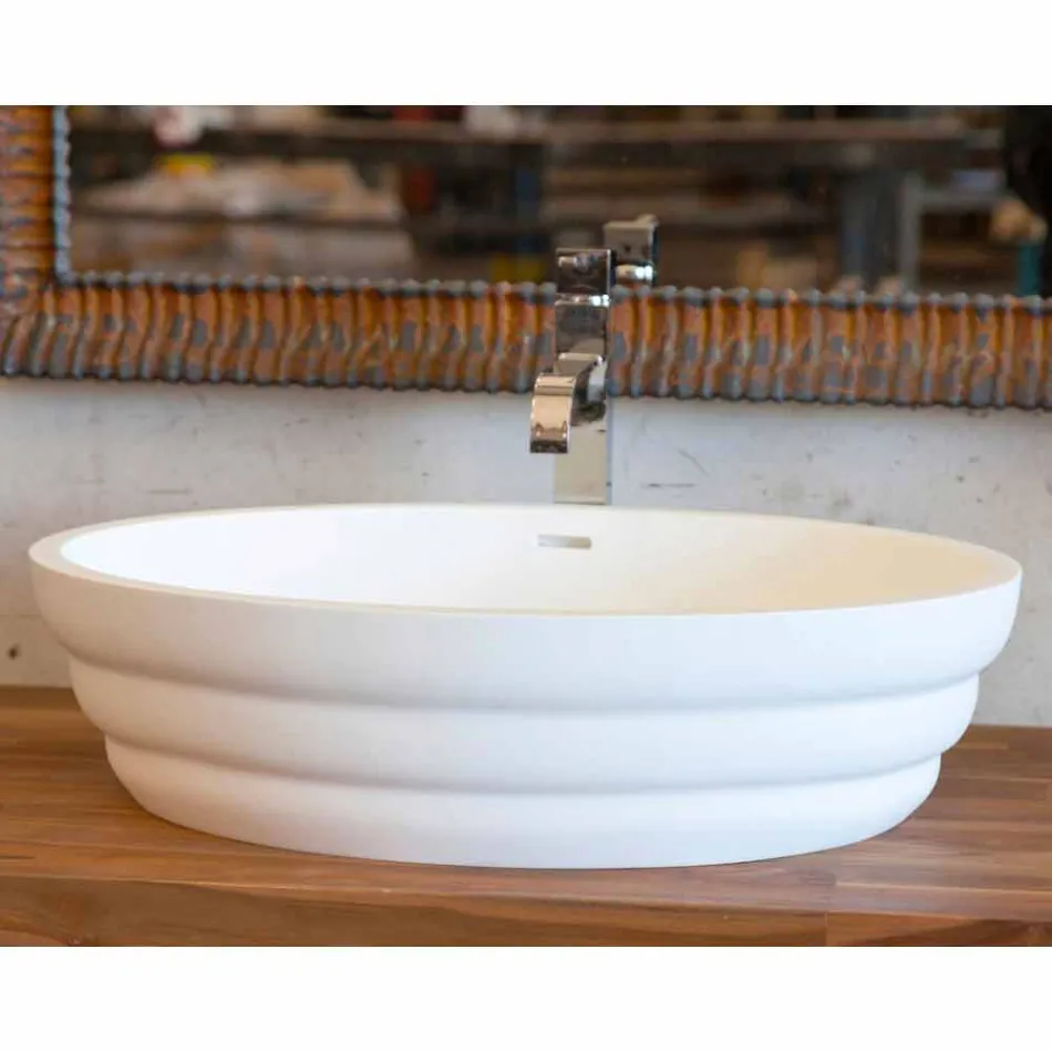 Sada závěsného designového nábytku pro koupelnu v teakové dřevěné desce Poggio Viadurini