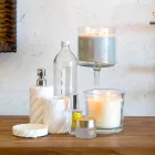 Sada závěsného designového nábytku pro koupelnu v teakové dřevěné desce Poggio Viadurini