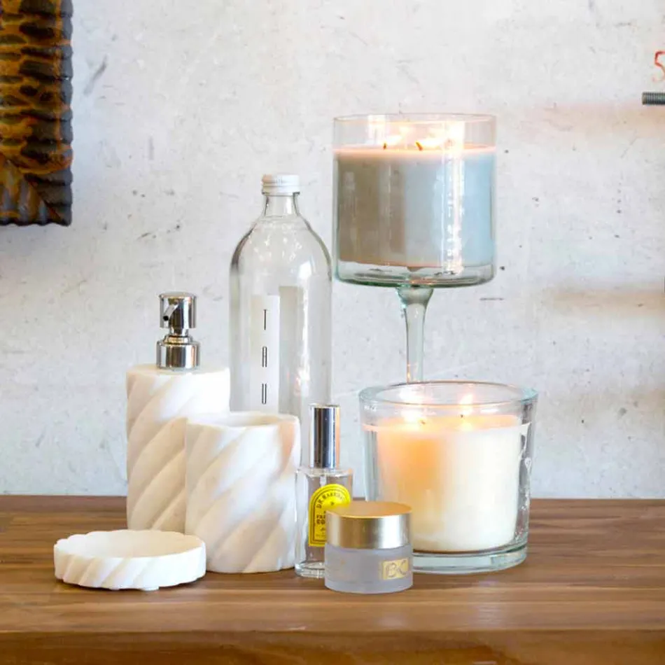 Sada závěsného designového nábytku pro koupelnu v teakové dřevěné desce Poggio Viadurini