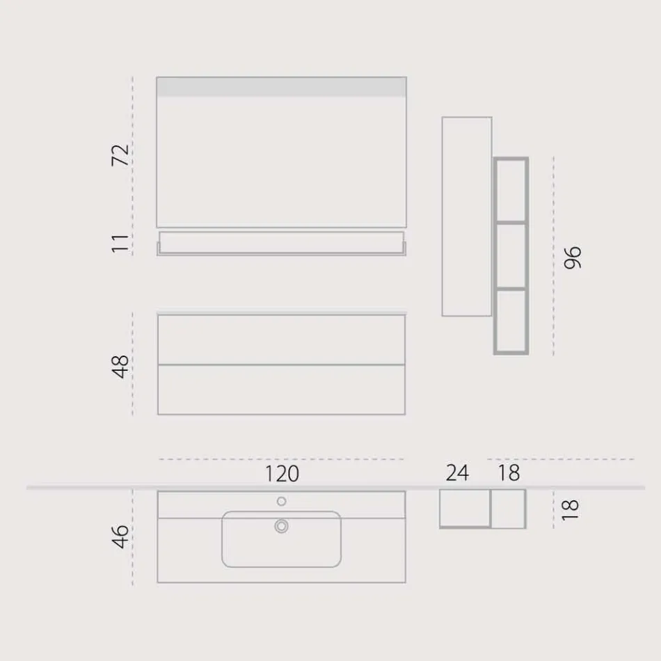 Sada dřevěných a moderních závěsných nábytků Fenix ​​v Itálii Bari Viadurini