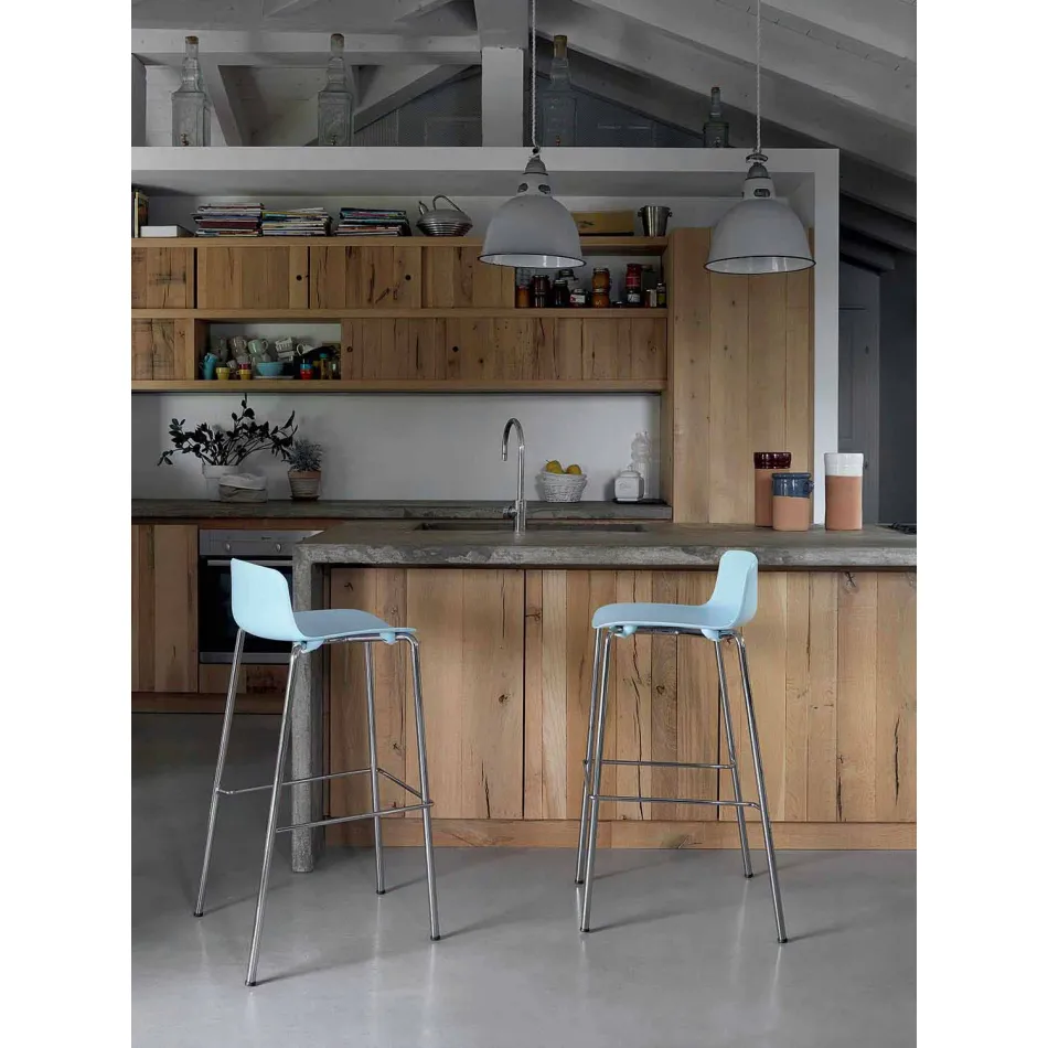 Vysoká stolička, 2 kusy, z kovu a polypropylenu Vyrobeno v Itálii - Christabel Viadurini
