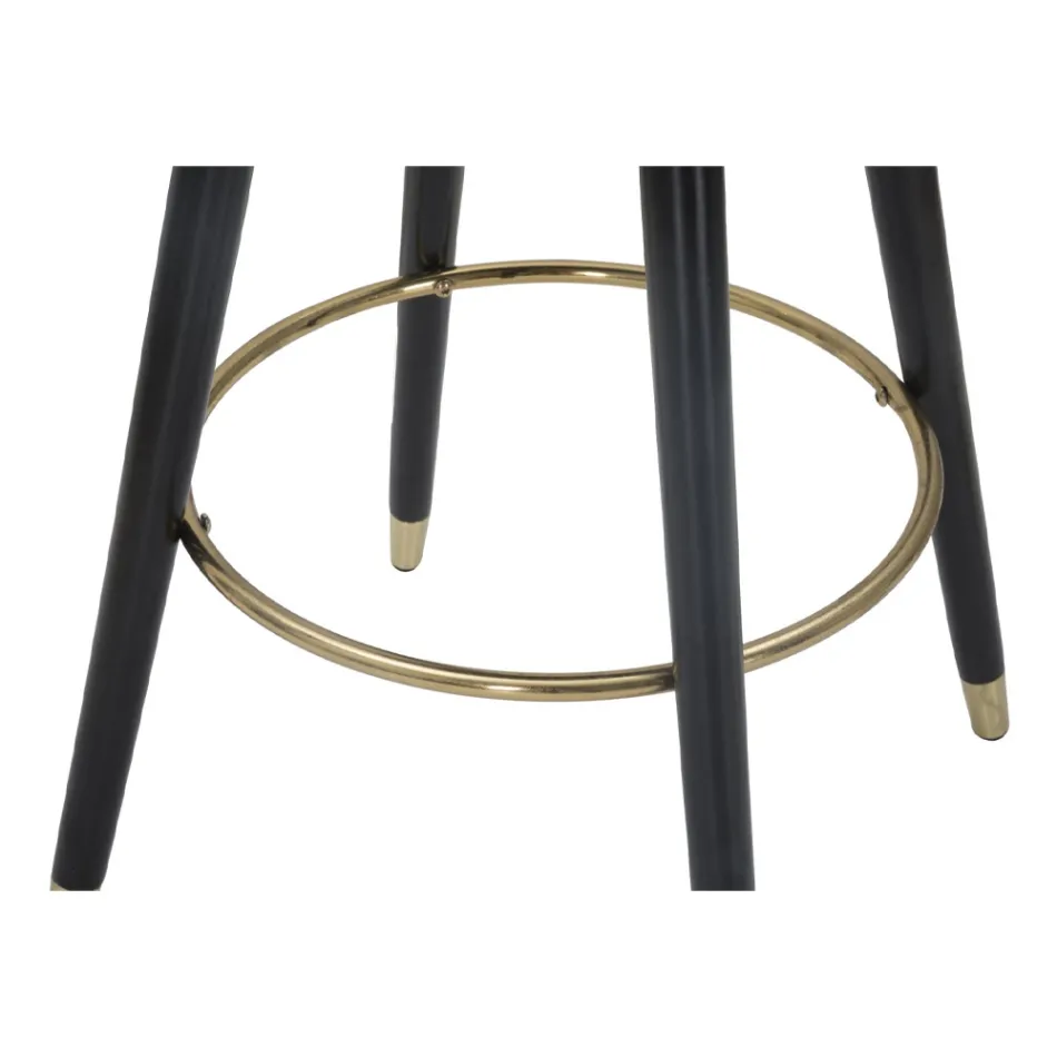 Vysoká barová stolička ze dřeva a kovu se sedadlem z polyesteru - Enzo Viadurini