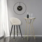 Vysoká barová stolička ze dřeva a kovu se sedadlem z polyesteru - Enzo Viadurini