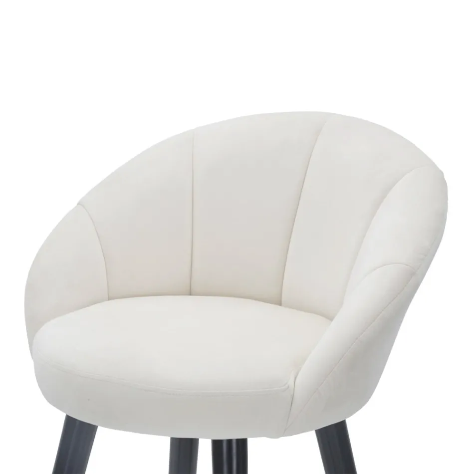 Vysoká barová stolička ze dřeva a kovu se sedadlem z polyesteru - Enzo Viadurini