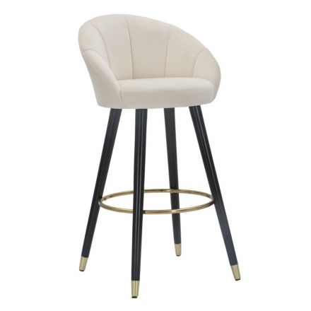 Vysoká barová stolička ze dřeva a kovu se sedadlem z polyesteru - Enzo Viadurini