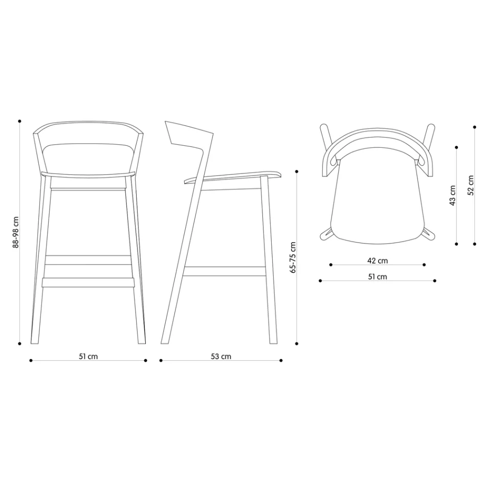 Vysoká kuchyňská stolička s jasanovou dřevěnou konstrukcí Made in Italy - Oslo Viadurini