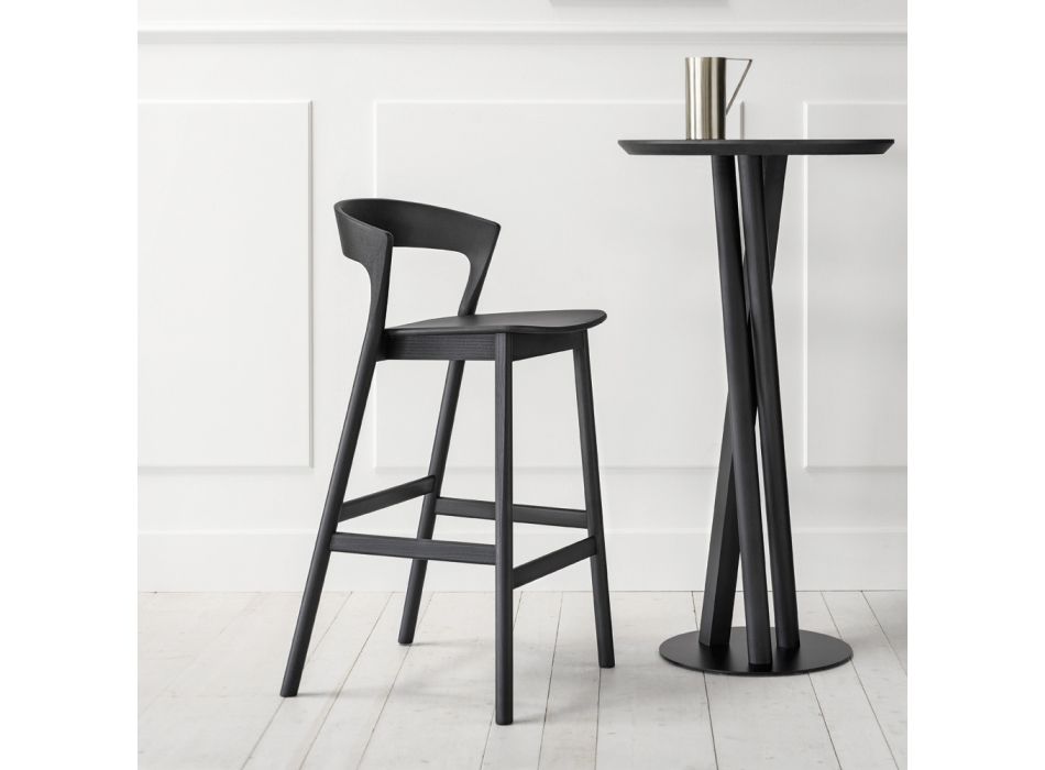 Vysoká kuchyňská stolička s jasanovou dřevěnou konstrukcí Made in Italy - Oslo Viadurini