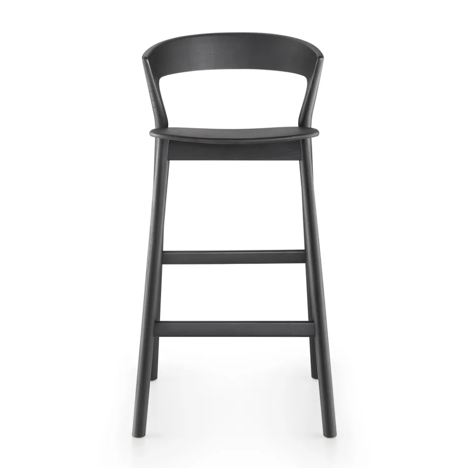 Vysoká kuchyňská stolička s jasanovou dřevěnou konstrukcí Made in Italy - Oslo Viadurini