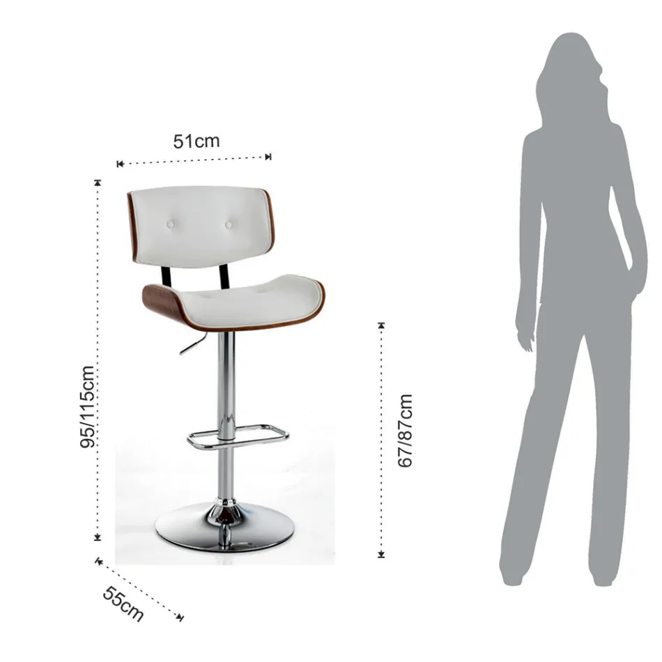 Vysoká kuchyňská stolička ze syntetické kůže a překližky - Nebbia Viadurini