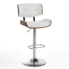 Vysoká kuchyňská stolička ze syntetické kůže a překližky - Nebbia Viadurini