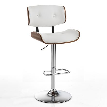 Vysoká kuchyňská stolička ze syntetické kůže a překližky - Nebbia Viadurini