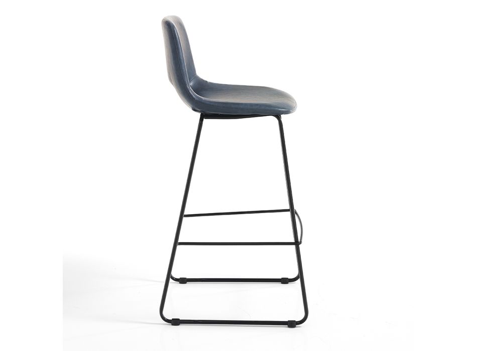 Vysoká kuchyňská stolička ze syntetické kůže a černého kovu 2 kusy - Yuri Viadurini