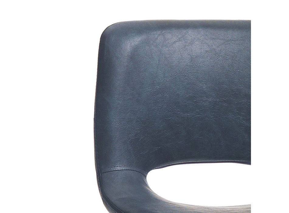 Vysoká kuchyňská stolička ze syntetické kůže a černého kovu 2 kusy - Yuri Viadurini