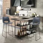 Vysoká kuchyňská stolička ze syntetické kůže a černého kovu 2 kusy - Yuri Viadurini