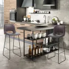 Vysoká kuchyňská stolička ze syntetické kůže a černého kovu 2 kusy - Yuri Viadurini