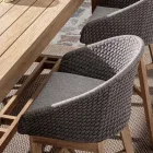 Vysoká venkovní stolička z provazu a teakového dřeva, Homemotion, 2 kusy - Anitha Viadurini