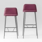 Kvalitní vysoká stolička v kůži s kovovou základnou Made in Italy - Molde Viadurini