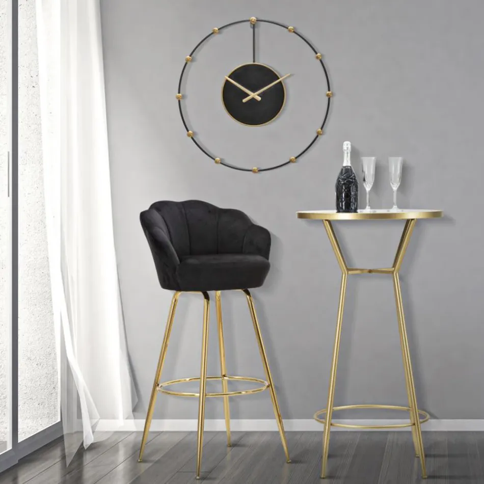 Vysoká stolička ve zlaté žehličce se sedadlem potaženým sametem - Annina Viadurini