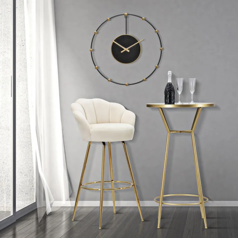 Vysoká stolička ve zlaté žehličce se sedadlem potaženým sametem - Annina Viadurini