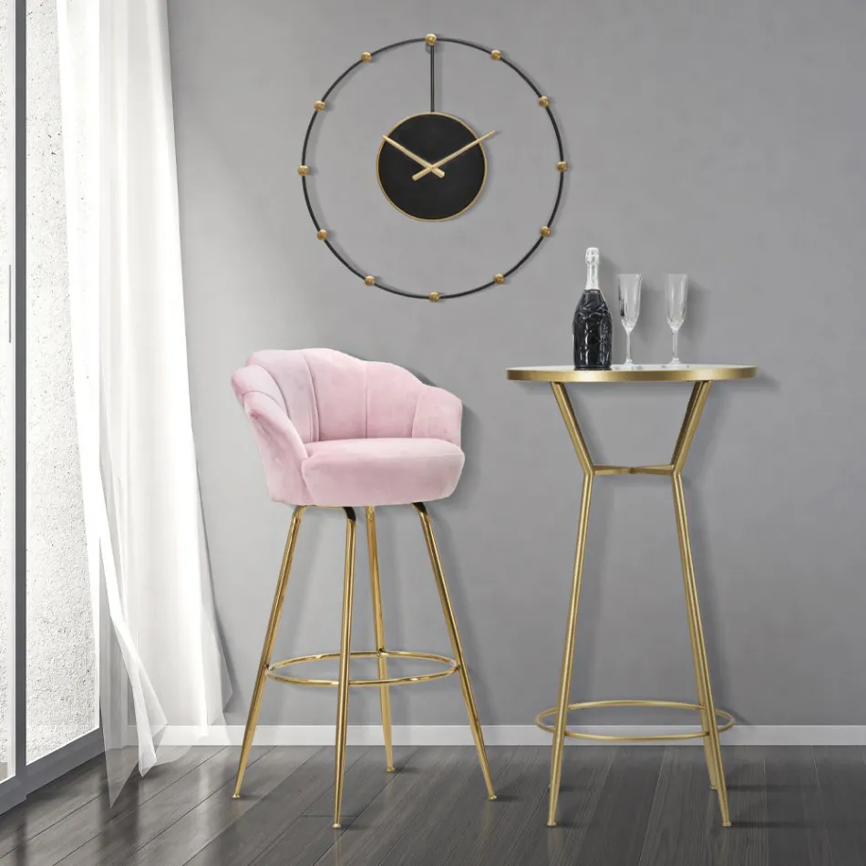 Vysoká stolička ve zlaté žehličce se sedadlem potaženým sametem - Annina Viadurini