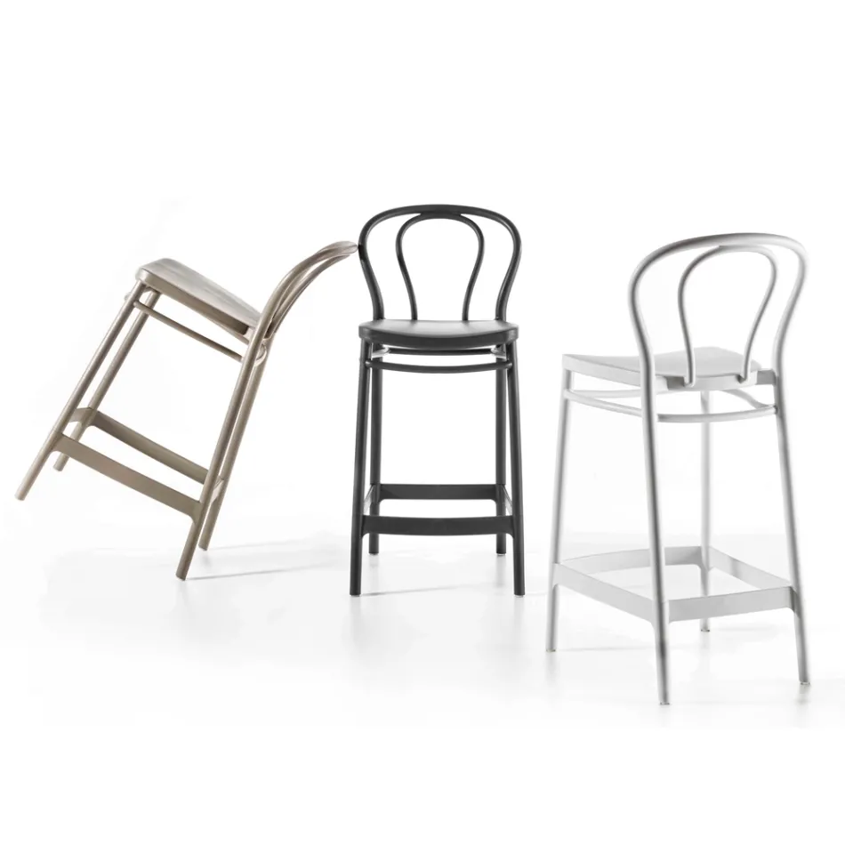 Vysoká polypropylenová stolička s podnožkou, 4 kusy - Gaya Viadurini